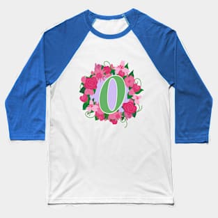 Monogram O, Personalized Floral Initial Baseball T-Shirt